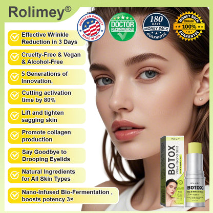 👨‍⚕️Made and Shipped from the USA ✅Rolimey® Botox & Vita-A Retinol Shot Wrinkle-Lift Tightening stick- Last Day Promotion 70% OFF🔥LAST DAY 70% OFF