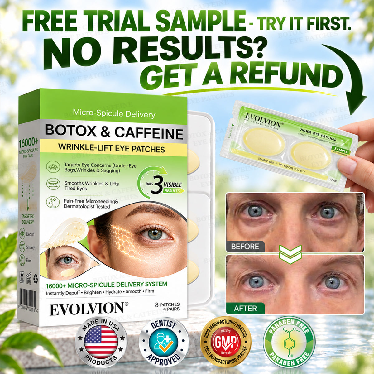 💗💗USA HOT SALES ✨Evolvion® Botox & Caffeine Wrinkle-Lift Eye Patches