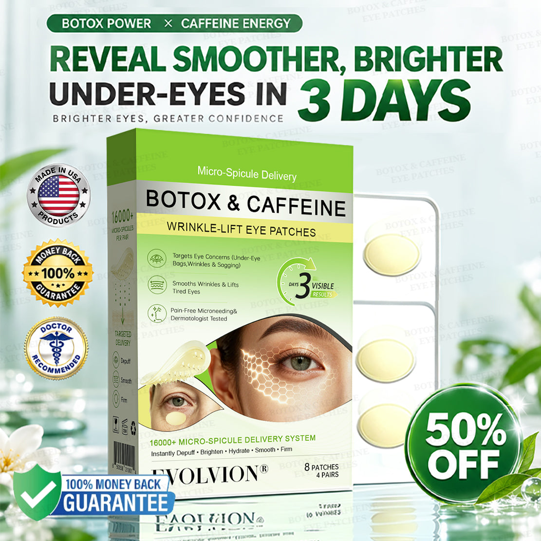 💗💗USA HOT SALES ✨Evolvion® Botox & Caffeine Wrinkle-Lift Eye Patches