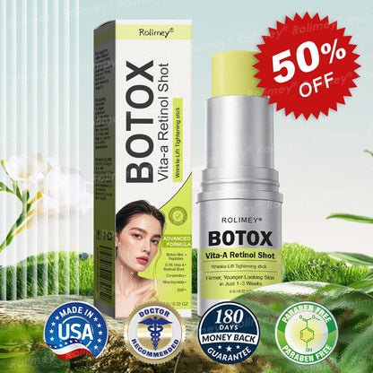 👨‍⚕️Made and Shipped from the USA ✅Rolimey® Botox & Vita-A Retinol Shot Wrinkle-Lift Tightening stick- Last Day Promotion 70% OFF🔥LAST DAY 70% OFF